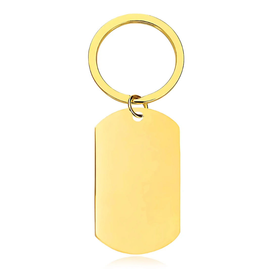 Llavero Placa Dorado con Grabado Personalizado