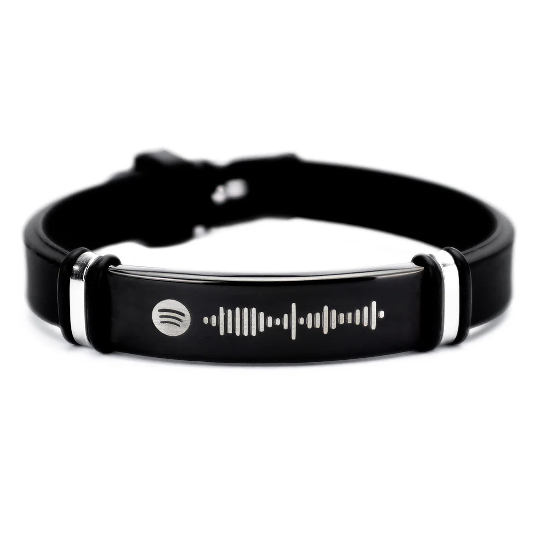 Pulsera Grabado Spotify, Ajustable y Unisex
