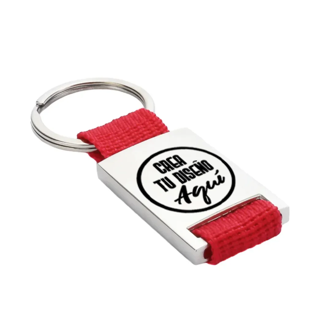 LLavero Placa Cuadrada - Rojo (Incluye Grabado Personalizado)