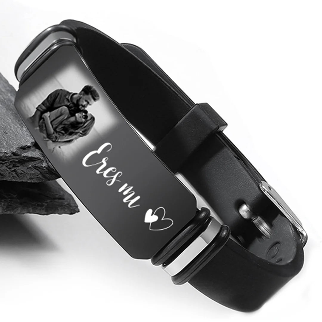 Pulsera Neopreno y Acero Inoxidable con Fotograbado