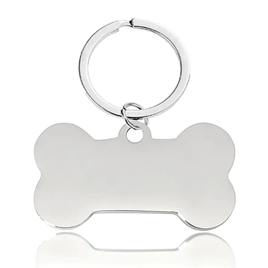Placa Mascotas Plateada con Grabado Personalizado