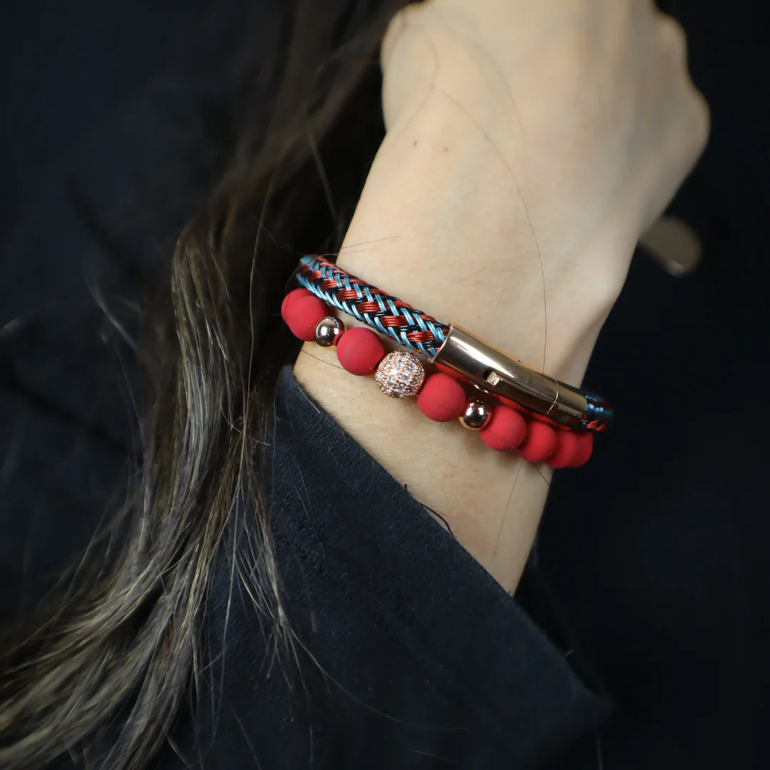 Combo Damas Acero Redondo + Pulsera Tejida