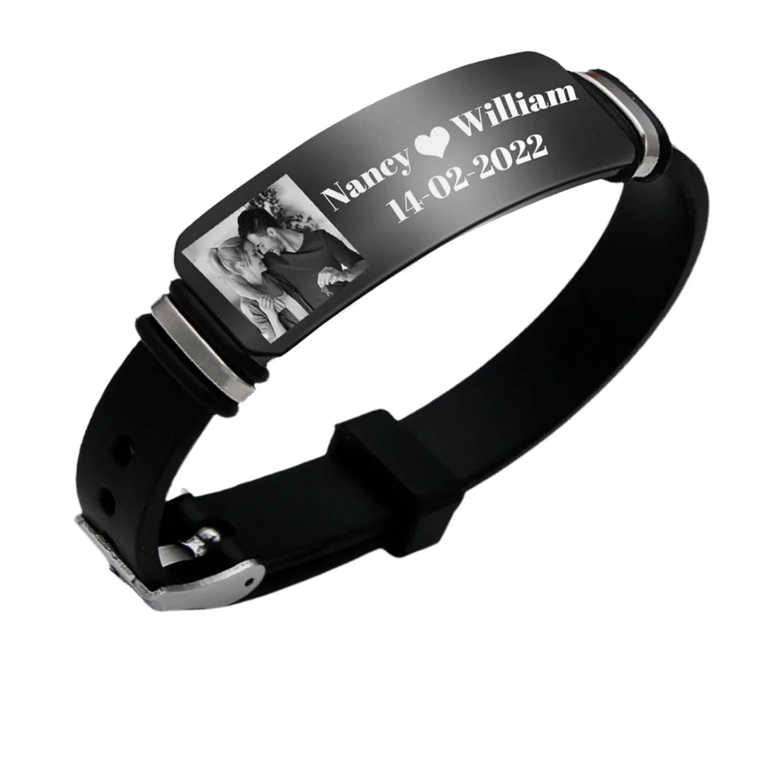 Pulsera Neopreno y Acero Inoxidable con Fotograbado
