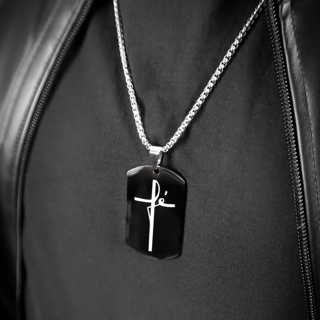 Cadena Placa Fé Negra