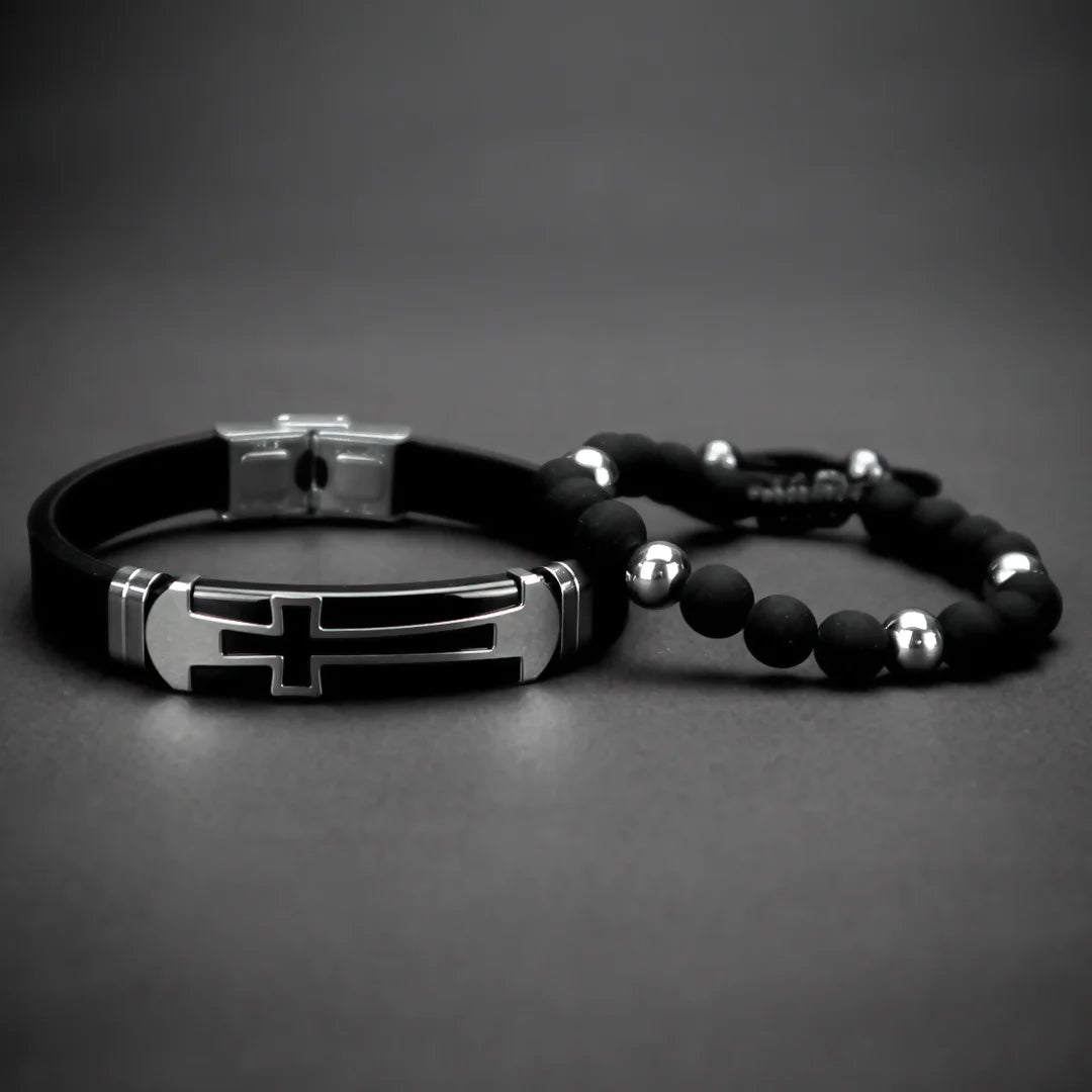 Combo Pulsera de Neopreno y Pulsera Tejida