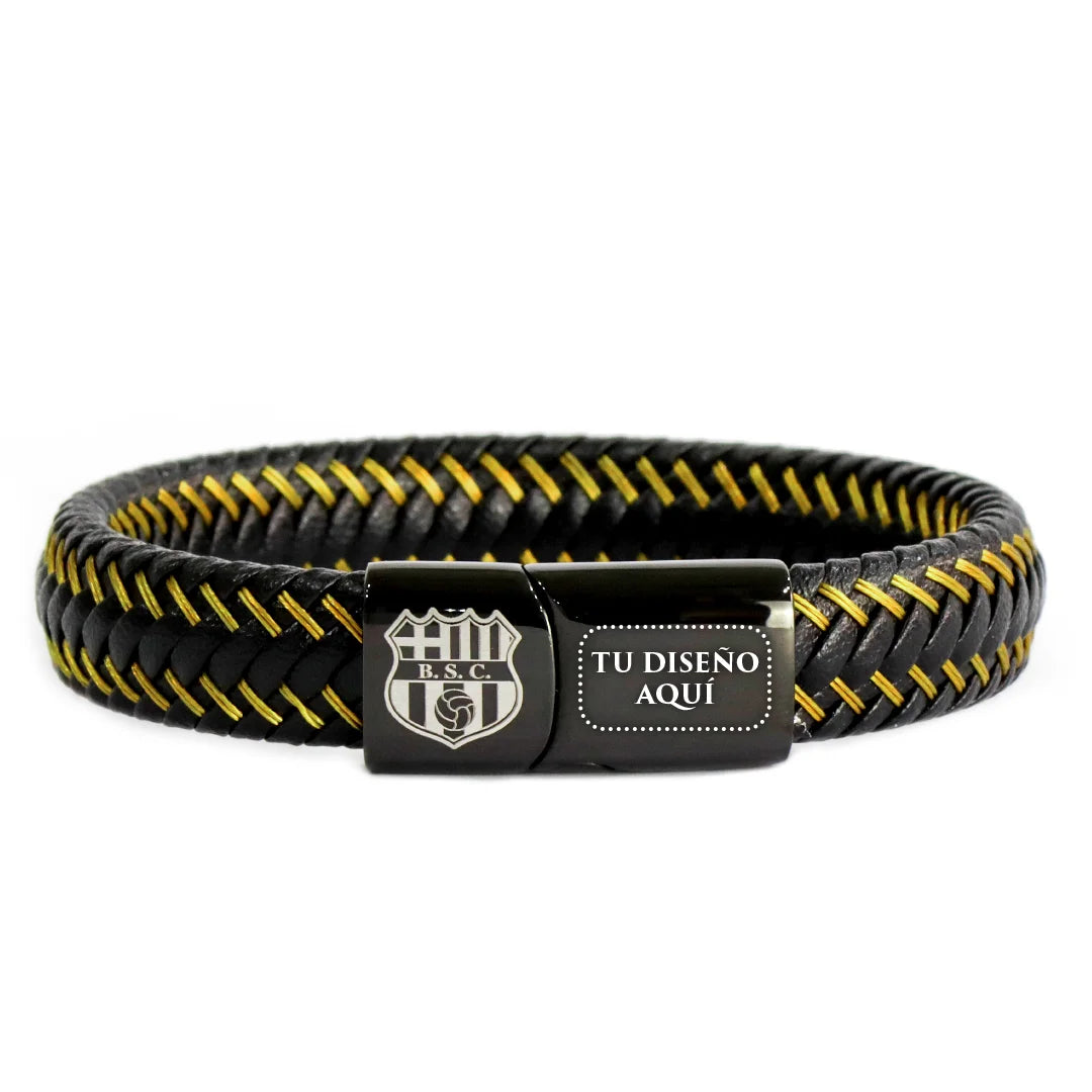 Brazalete de Cuero Combinación Amarillo Personalizado