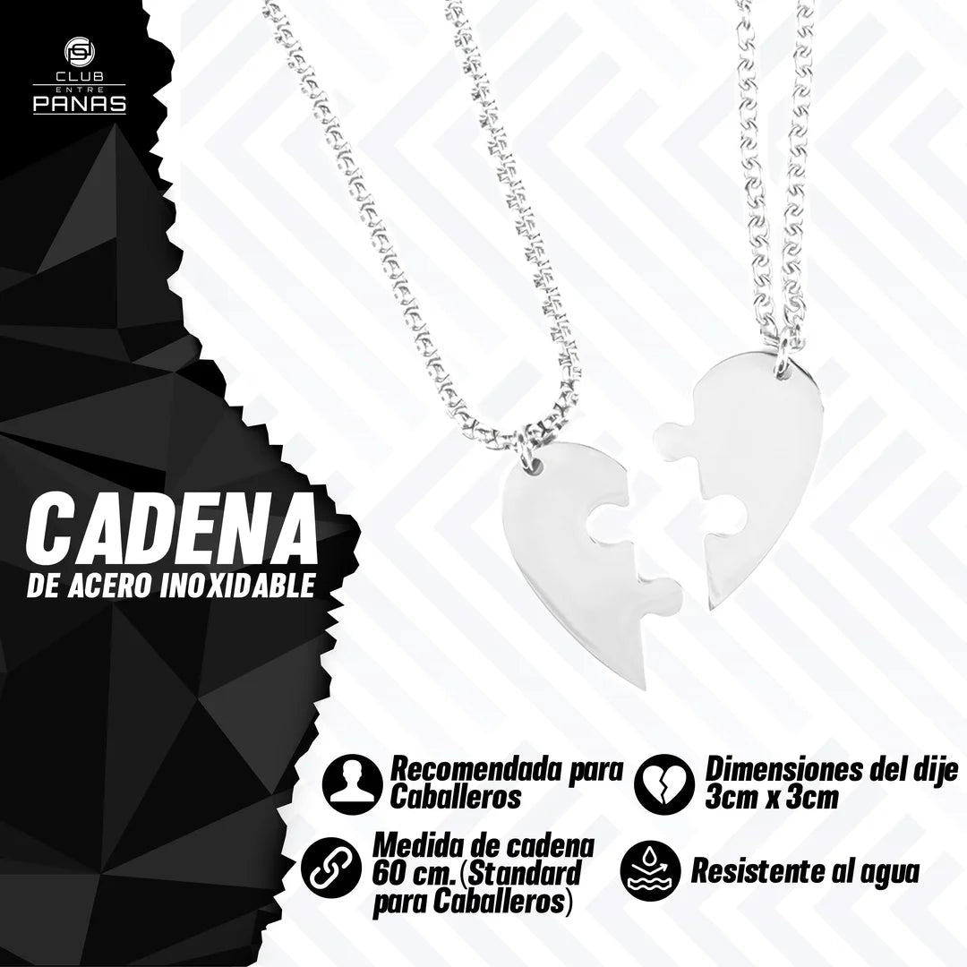 Cadenas Corazón Partido (Especiales Parejas-Disponibles para Grabados Personalizados)