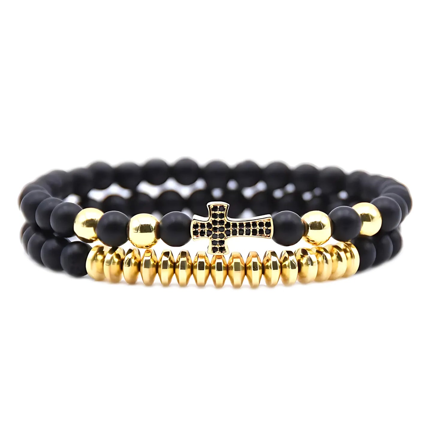 Pulseras Fe de Acero Doradas
