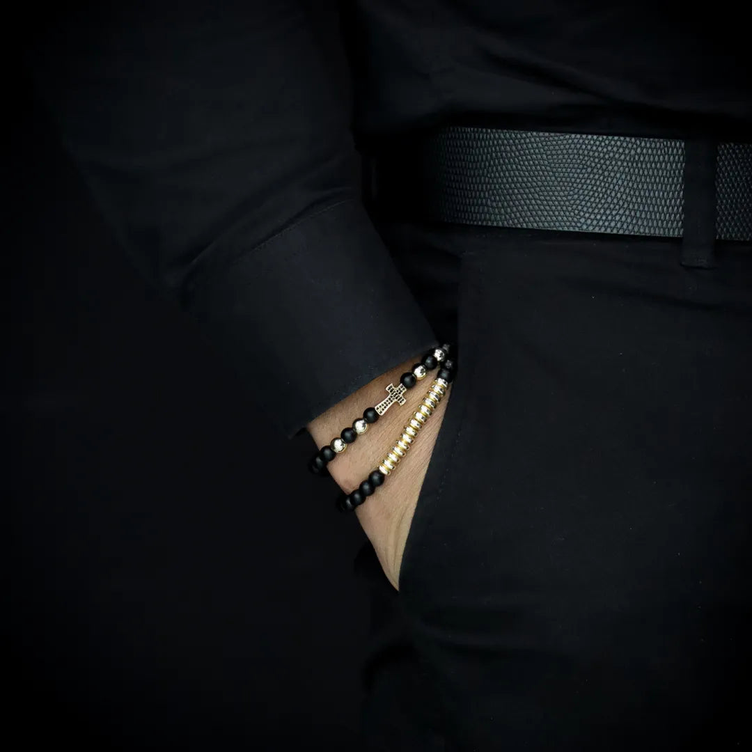 Pulseras Fe de Acero Doradas