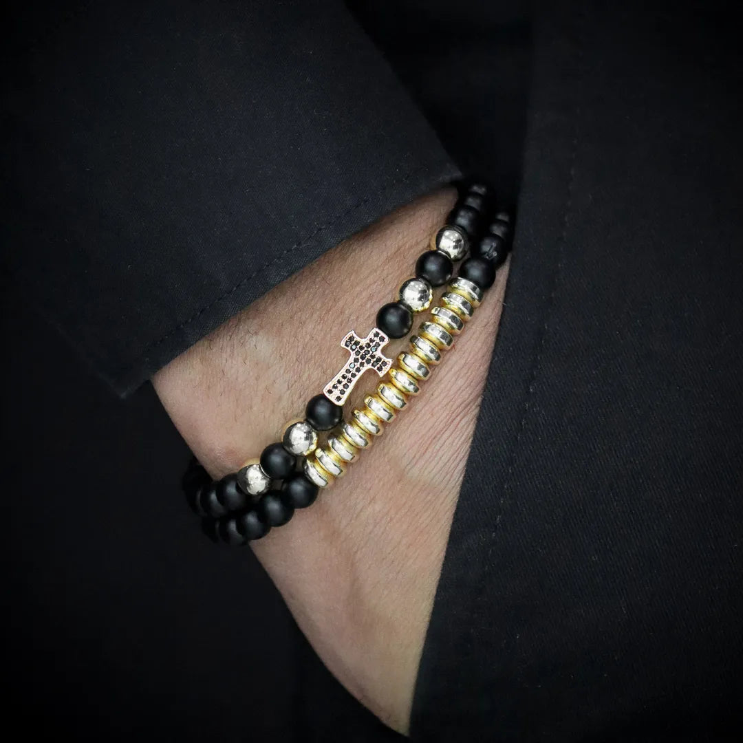 Pulseras Fe de Acero Doradas