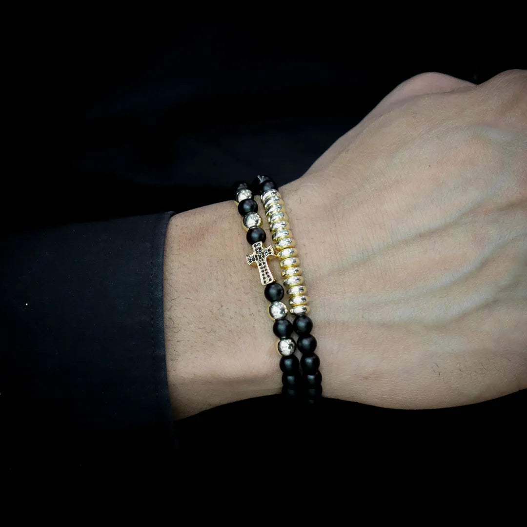 Pulseras Fe de Acero Doradas