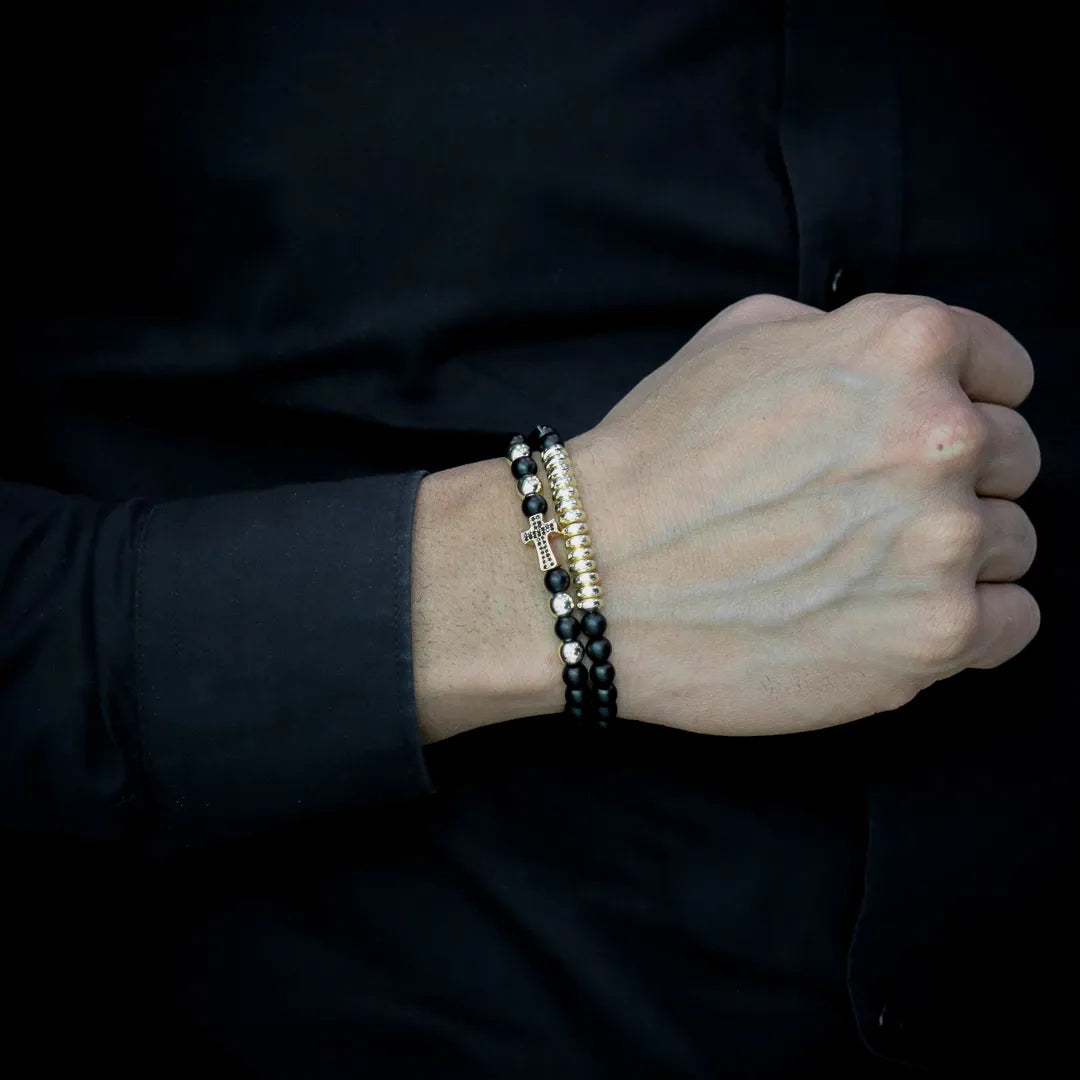 Pulseras Fe de Acero Doradas