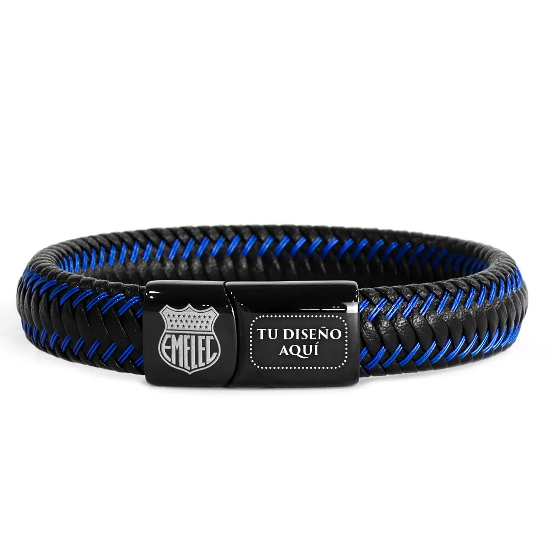Brazalete de Cuero Combinación Azul Personalizado