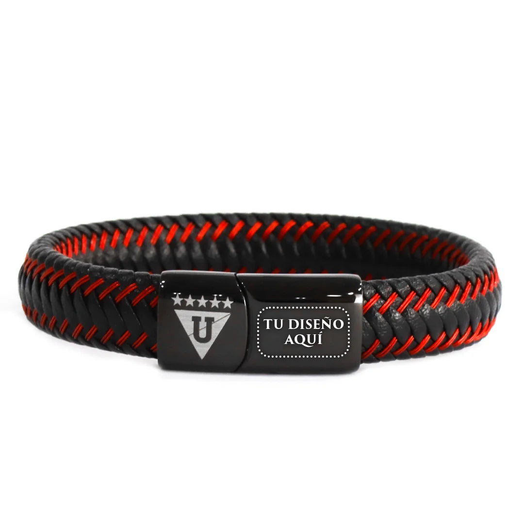 Brazalete de Cuero Combinación Rojo Personalizado