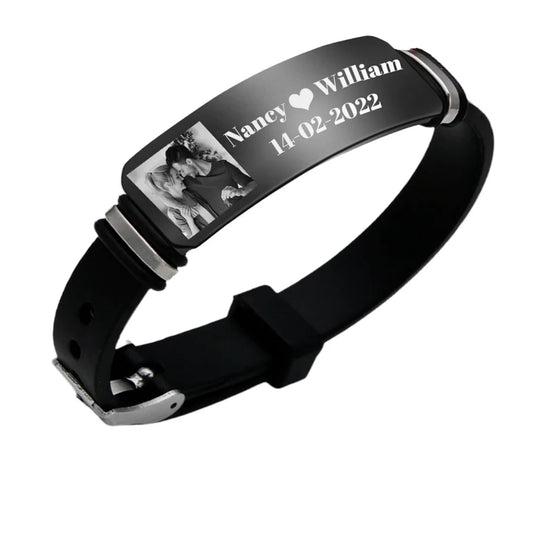 Pulsera Neopreno y Acero Inoxidable con Fotograbado