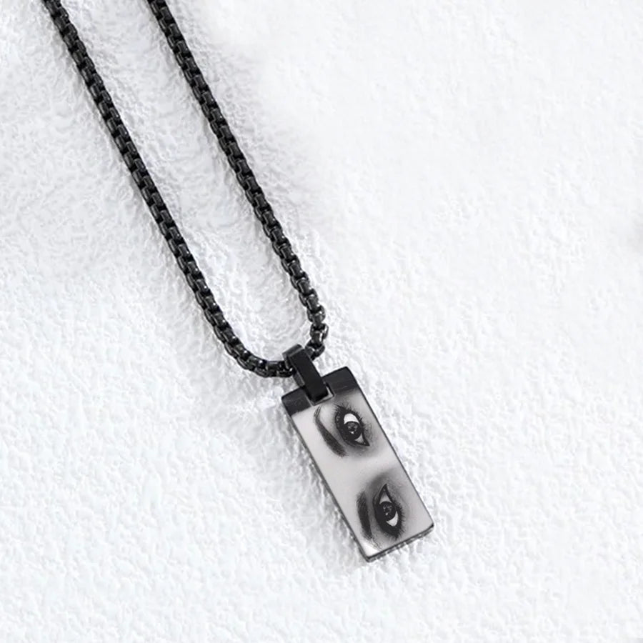 Cadena Placa Rectangular Negra con Grabado Personalizado