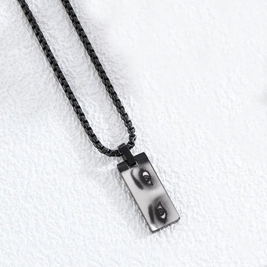 Cadena Placa Rectangular Negra con Grabado Personalizado
