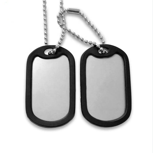Cadena Placas Militar - Policial - Seguridad para Identificación Plateadas con Grabados Personalizados (Copia)
