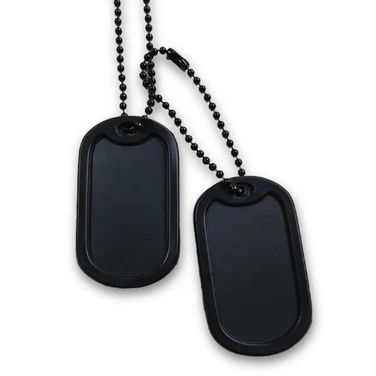 Cadena Placa Militar - Policial - Seguridad para Identificación Negra con Grabados Personalizados